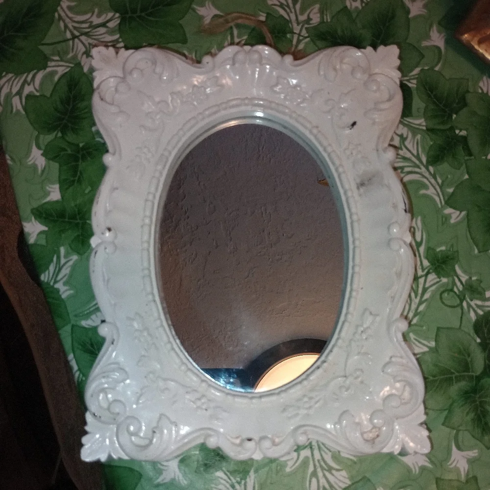 Elegant Vintage White Ornate Wall Mirror 10